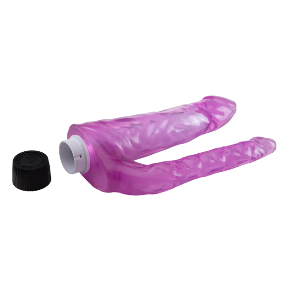Double Experience - 22 Cm. - Titreşimli Ultra Realistik - Anal & Vajinal Çift Zevk - Çatal Vibratör (Mor)     ''Retardex Genital Bölge Koku Giderici Hediyeli'' - Görsel 4