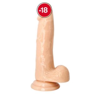 XESE - 21 Cm. - Tam Realistik Testisli Vantuzlu Vibratör (Ten Rengi) ''Retardex Genital Bölge Koku Giderici Hediyeli''
