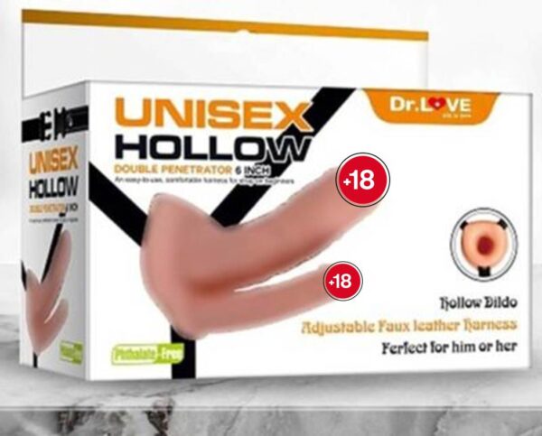 Dr.Love İçi Boş Belden Bağlamalı Çift Zevk Yarı Realistik Penis     ''Retardex Genital Bölge Koku Giderici Hediyeli''